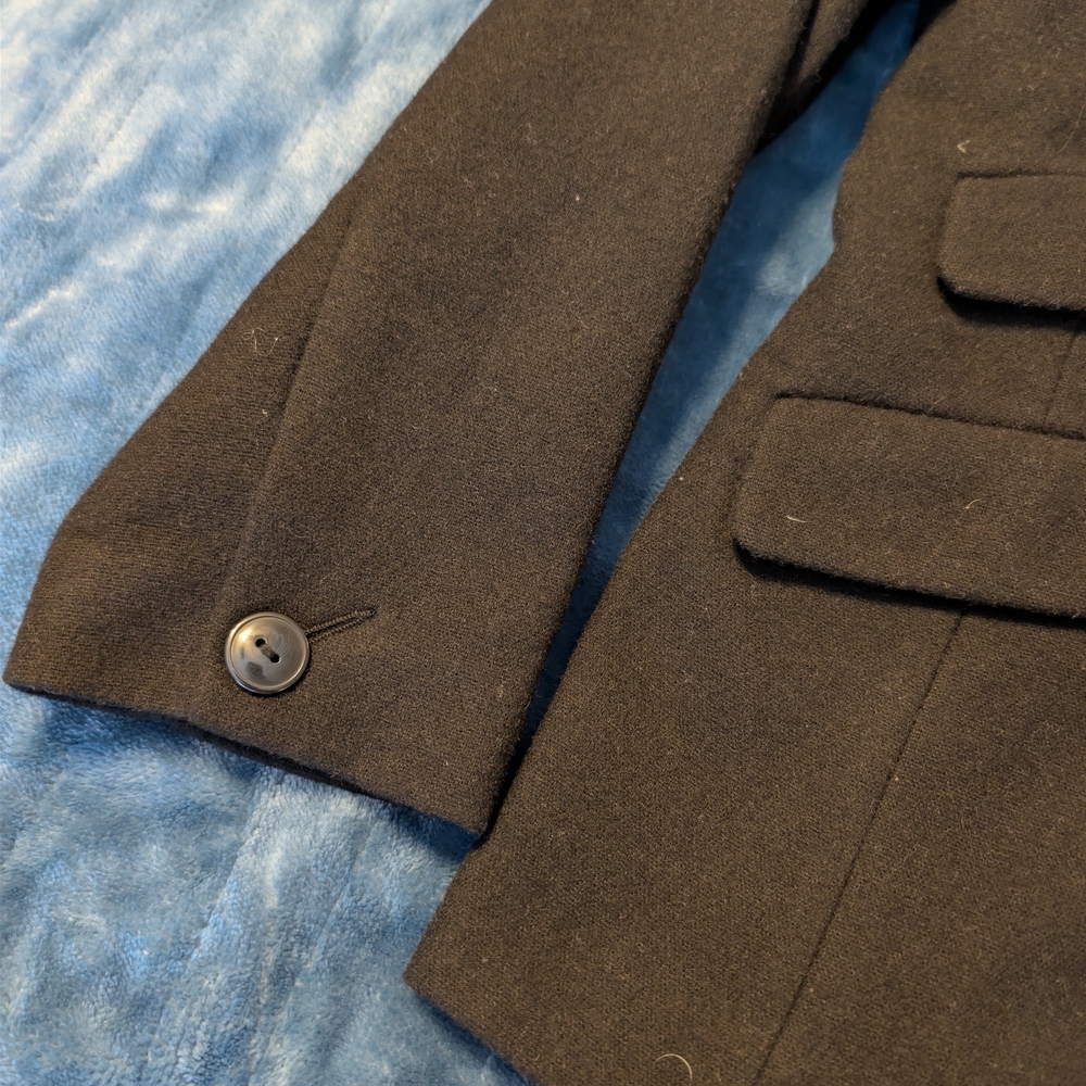 NWT Quince Womens Black Italian Wool Stand Collar Button-Up Blazer XL Academic - Picture 4 of 12